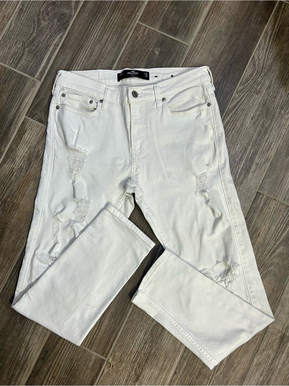 Hollister Epic Flex White Distressed Skinny Jeans 29x30 Read Description